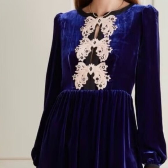 Saloni velvet Dress US 8 UK 12 - Picture 2 of 3